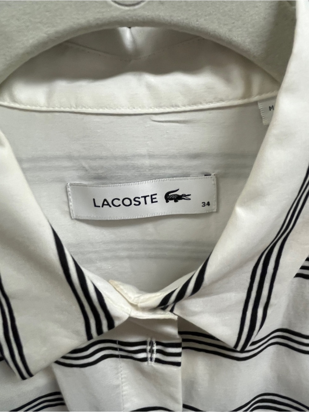 NWOT Women’s Lacoste🐊Spread Collar Long Sleeve Striped Shirt Size 34 (US 2/4) - Picture 4 of 11